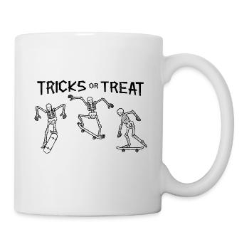 Halloween Skateboard Skeleton Tricks Or Treat - Mug - white - Right