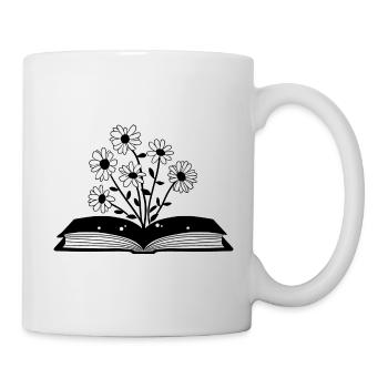 Buch mit Gänseblümchenblumen - Tasse - Weiß - Rechts
