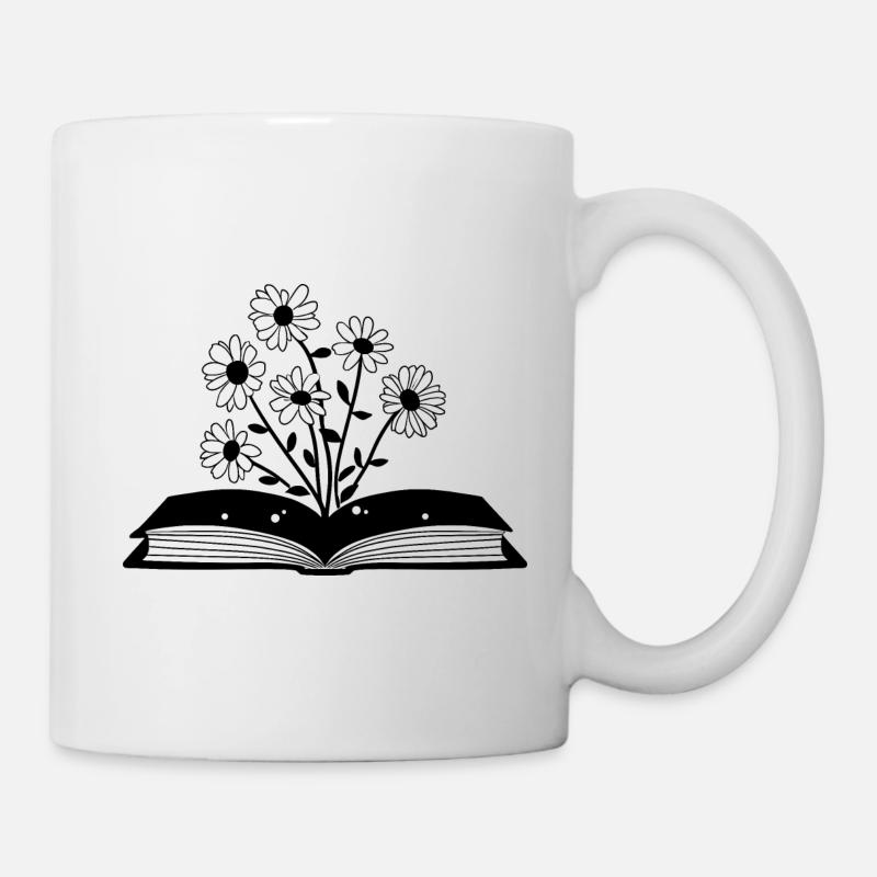 Buch mit Gänseblümchenblumen - Tasse - Weiß