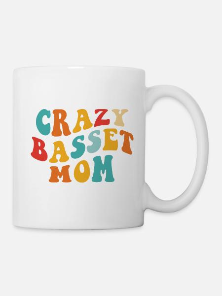 Crazy Basset Mom - Gift for Mistress - Mug - white