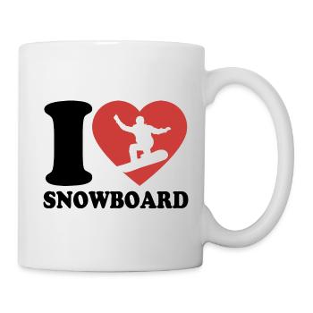 I Love Snowboard - Herz - Hobby - Tasse - Weiß - Rechts