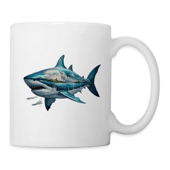 Cooler Hai Meereslandschaft Gemälde Kunst - Tasse - Weiß - Rechts
