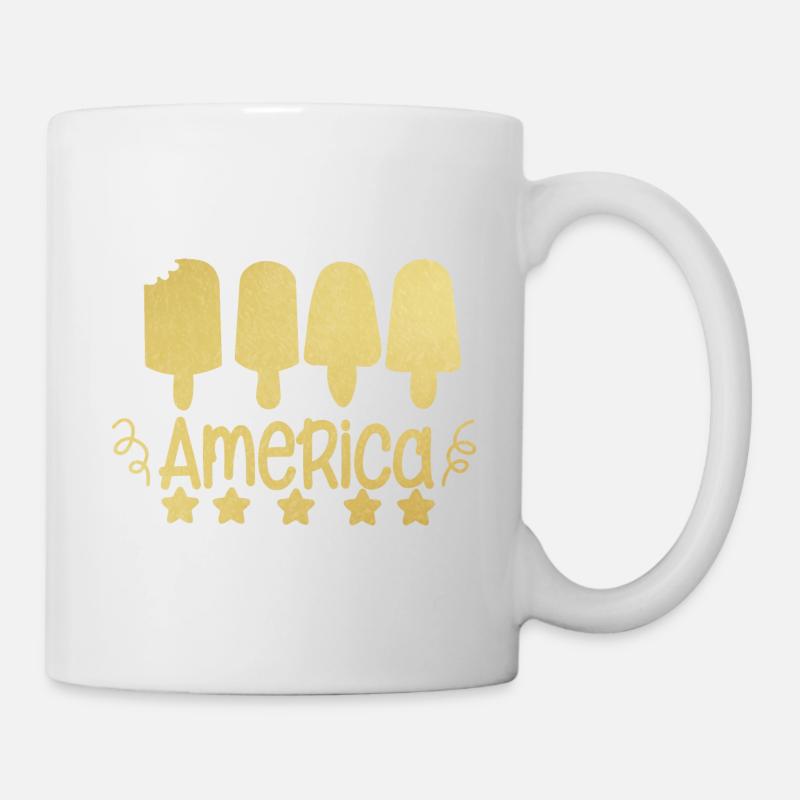 Amerikanisch, 4. Juli - Tasse - Weiß