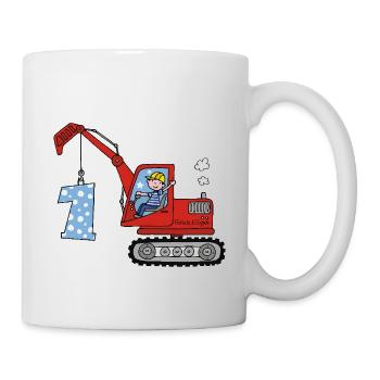 Bagger 1. Geburtstag - Tasse - Weiß - Rechts
