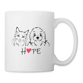 Outlined portrait of cat and Maltese Bichon - Mug - white - Right