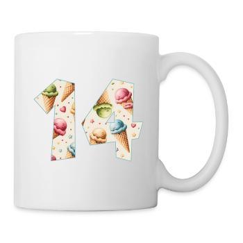 EISCREME NUMMER 14 JAHRE EIS 14. GEBURTSTAG - Tasse - Weiß - Rechts