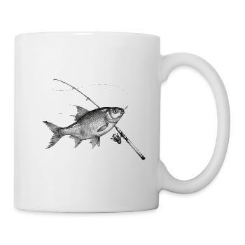 Rotauge Plötze Fisch Rute Angeln Ink - Tasse - Weiß - Rechts