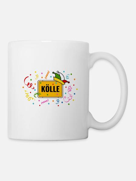 Kölle Karneval Ortsschild Fasching Narrenkappe - Tasse - Weiß