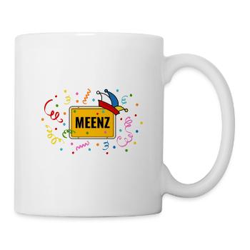 Meenz Fastnacht Fasching Ortsschild Narrenkappe - Tasse - Weiß - Rechts