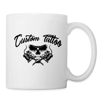 Custom Tattoo 1 skull with tattoo machines - Mug - white - Right