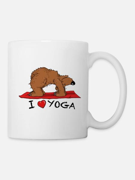 Der Yoga Bär aus dem Yoga Zoo liebt Yoga - Tasse - Weiß