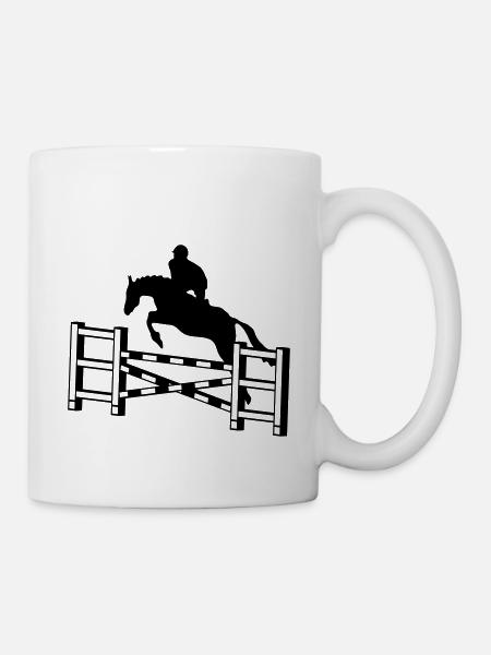 Pferd springend Hindernisses_c1 - Tasse - Weiß