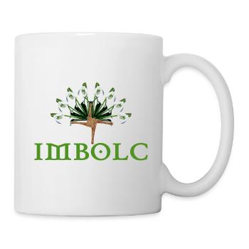 imbolc mit schneegloeckchen halbkreis - Tasse - Weiß - Rechts