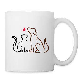 Chat et chien / chat et chien, amour, amoureux des animaux - Mug blanc - blanc - Droite