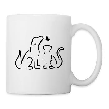 Chien et chat / amis des animaux - chat - chien - amour - Mug blanc - blanc - Droite