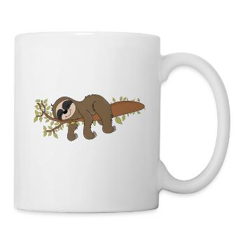 Faultier Irgendwas Ist Hier Faul Faultierspruch - Tasse - Weiß - Rechts