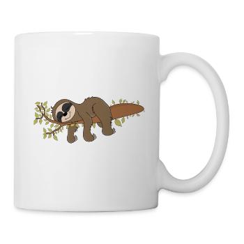 Faultier Frühen Vogel Gefressen Faultierspruch - Tasse - Weiß - Rechts