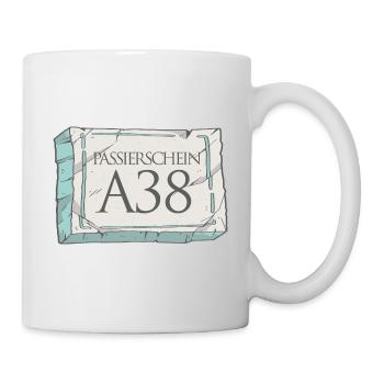 Passierschein A38 Ausgangssperre Home Office - Tasse - Weiß - Rechts