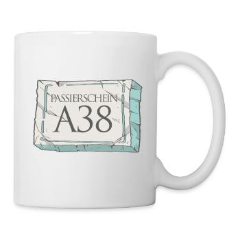 Passierschein A38 Ausgangssperre Home Office - Tasse - Weiß - Rechts