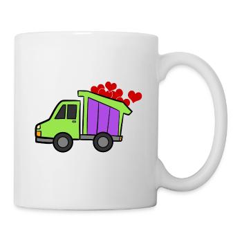 Bagger Baustelle Bauarbeiter Bau Herz I Geschenk - Tasse - Weiß - Rechts