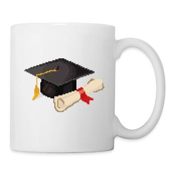 Retro Pixel Uni Abschluss - Tasse - Weiß - Rechts