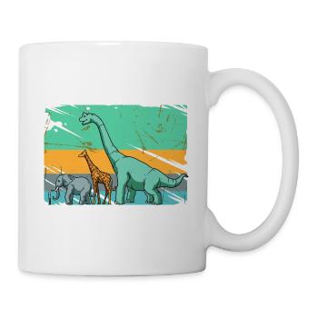 Brachiosaurus Dinosaurier Giraffe Elefant Mensch - Tasse - Weiß - Rechts