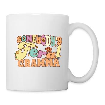 Somebody’s Feral Gramma Funny Family Pun Groovy - Mug blanc - blanc - Droite