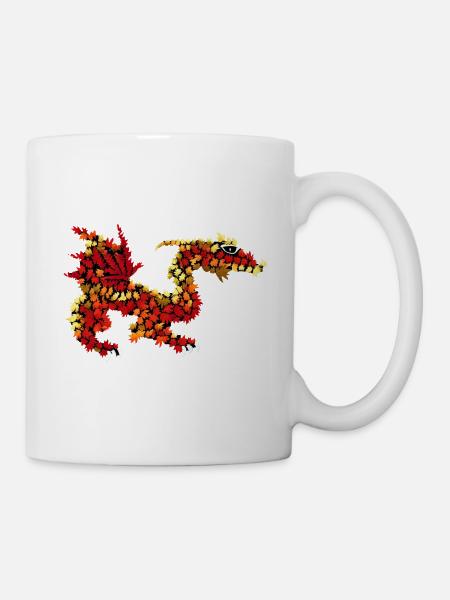 Drache aus Herbstlaub - Tasse - Weiß