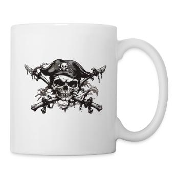 Pirate Flag Jolly Roger Skull Tattoo Design - Mug - white - Right