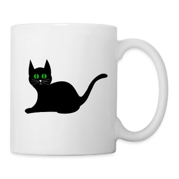 schwarze Katze - Tasse - Weiß - Rechts