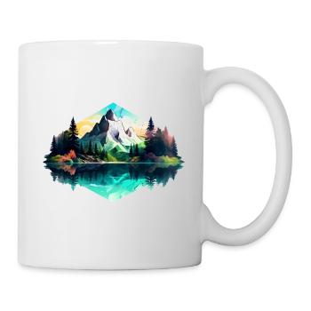 Beautiful landscape with mountains, gift hiking - Mug - white - Right