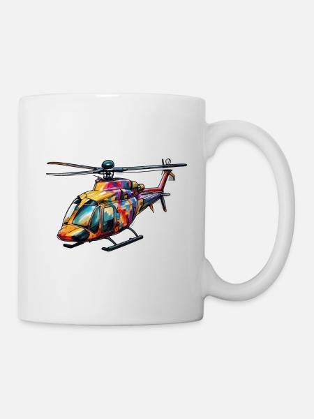 Helikopter / Hubschrauber / fliegen / Luftfahrt - Tasse - Weiß