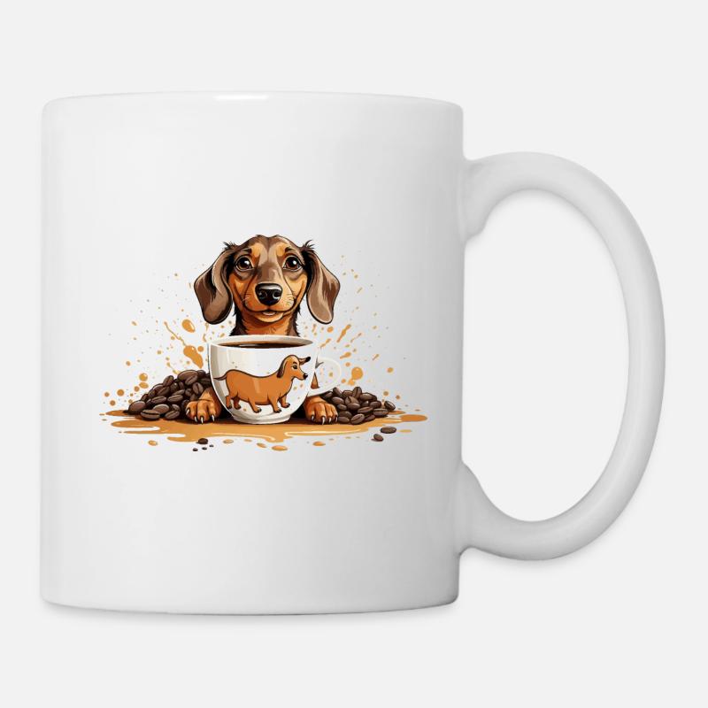 TECKEL À POIL COURT TECKEL CAFÉ TECKEL - Mug blanc - blanc
