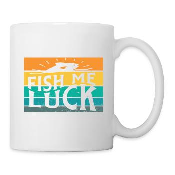 Fish Me Luck Drôle Lac Rivière Pêche Jeu De Mots Navigation De Plaisance - Mug blanc - blanc - Droite