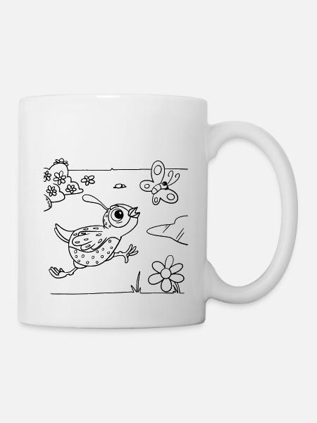 Wachtel-Malspaß für Kinderbekleidung, Taschen, etc - Tasse - Weiß