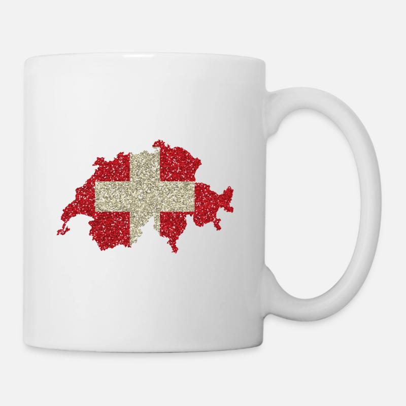 Schweizerfahne Glitzer Heimat Tradition Karte - Tasse - Weiß