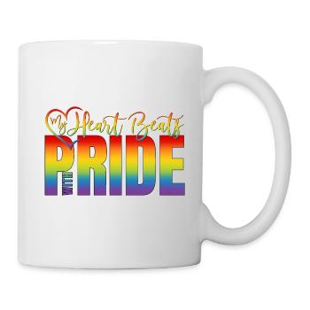 Logo Gay Pride LGBT Coeur Mon cœur bat avec fierté - Mug blanc - blanc - Droite