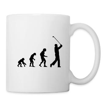 Evolution, Affen zum Golfer, Golf, Abschlag, Mann - Tasse - Weiß - Rechts