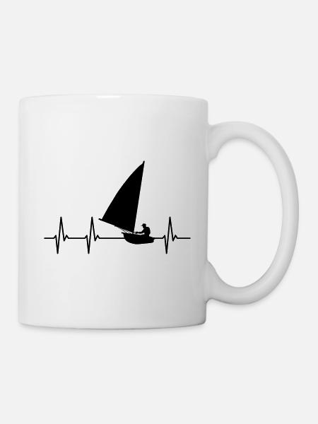 Herzschlag Segeln Sailing Segler Sailor Heartbeat - Tasse - Weiß