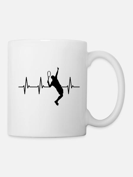 Heartbeat Tennis Tennis Player Heartbeat Pulse - Mug - white