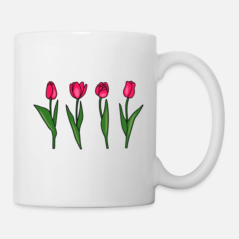 Rosa Tulpen - Frühlingsblumen - Geschenk Ostern - Tasse - Weiß