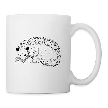 Süßes Opossum mit Babies, Illustration, Süß - Tasse - Weiß - Rechts