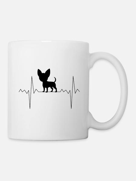 Herzfrequenz Herzschlag Chihuahua Geschenk - Tasse - Weiß