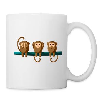 Die drei Affen von Nikkō - Tasse - Weiß - Rechts