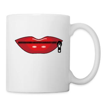 Mund Reißverschluss - Tasse - Weiß - Rechts