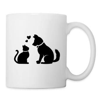 Chat mignon et chien / chat mignon et chien / cadeau - Mug blanc - blanc - Droite
