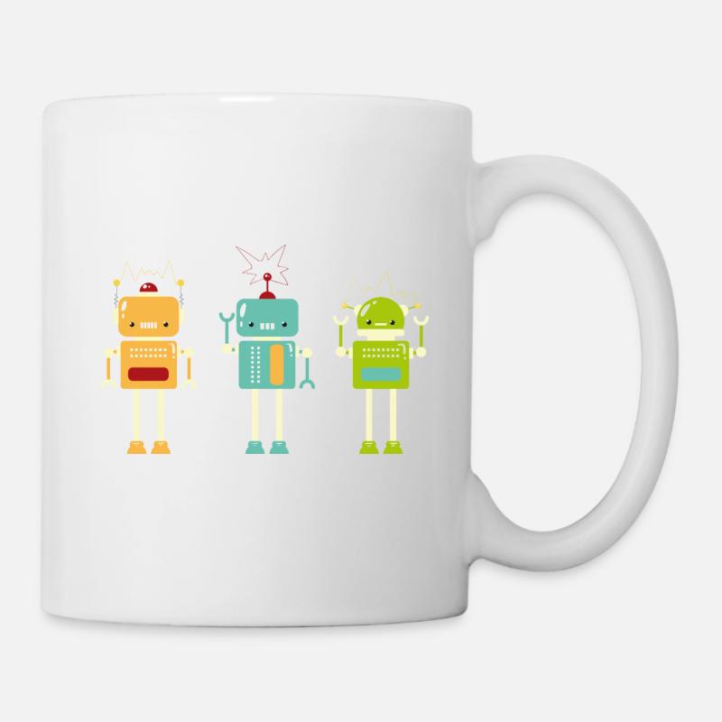 Funny Robot Technology Cute Colorful Robots - Tasse - Weiß