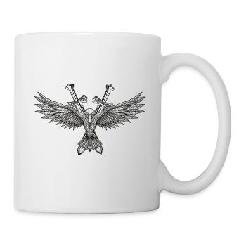 Viking Rabe Odin Hugin Munin épées pierre - Mug blanc - blanc - Droite