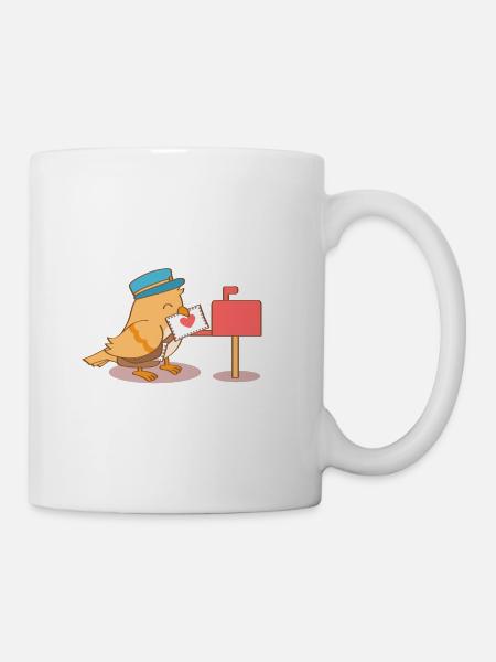 Süße Birdy Postman Liebesbrief - Tasse - Weiß