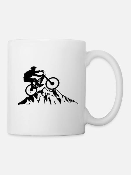 MTB Bountainbike Berge Downhill Design - Tasse - Weiß